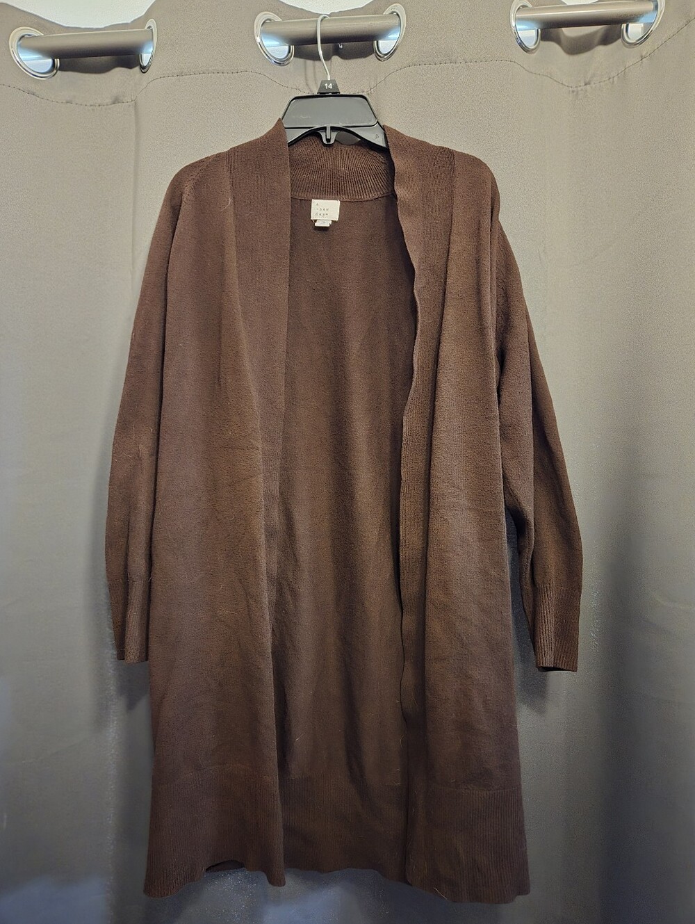 A New Day Brown Longline Open Front Cardigan Sweater | Women's Medium | Cozy Lay